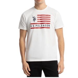 U.S. Polo Assn. Men’s White and Red Graphic T-Shirt Short Sleeve Plus Size 2X